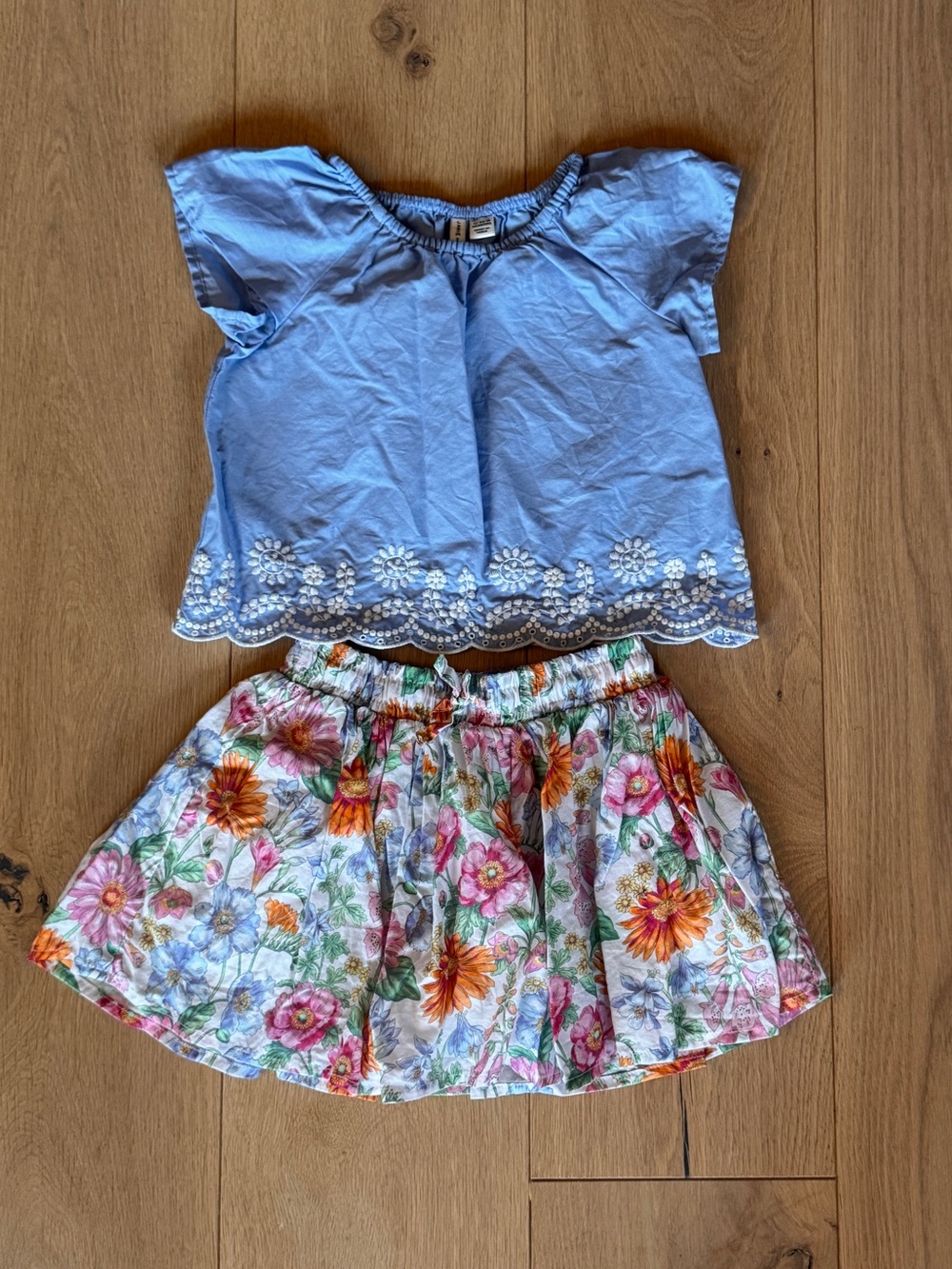 Janie and Jack Floral-Trim Top and Skirt Set